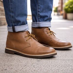 Clarks Bushacre Chukka Boots Women Size 10.5 Brown Lace Tan Leather Preppy Shoes